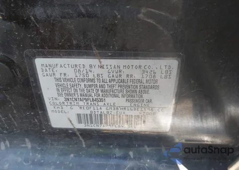 2015 Nissan Versa 1.6 Sv from USA, damaged, VIN 3N1CN7AP9FL845351